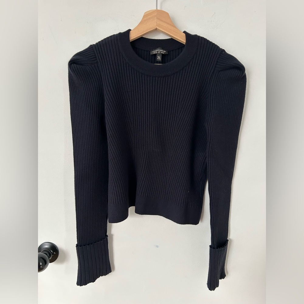 TOPSHOP RIBBED NAVY SWEATER SIZE 38 EU, 6 US